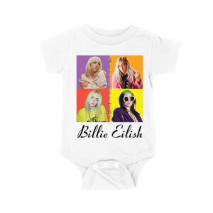 Color Pop Billie Eilish Portrait T-Shirt for Artistic Music Fans Unisex Baby Jersey