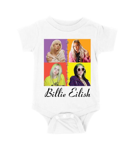 Color Pop Billie Eilish Portrait T-Shirt for Artistic Music Fans Unisex Baby Jersey