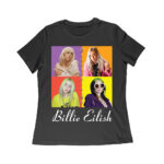 Color Pop Billie Eilish Portrait T-Shirt for Artistic Music Fans Women Relaxed – Viva Party