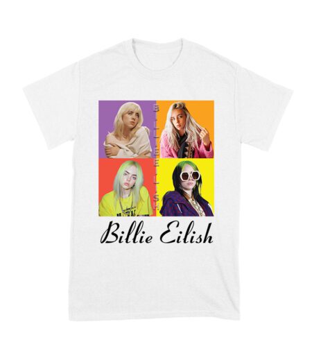 Color Pop Billie Eilish Portrait T-Shirt for Artistic Music Fans Unisex Youth