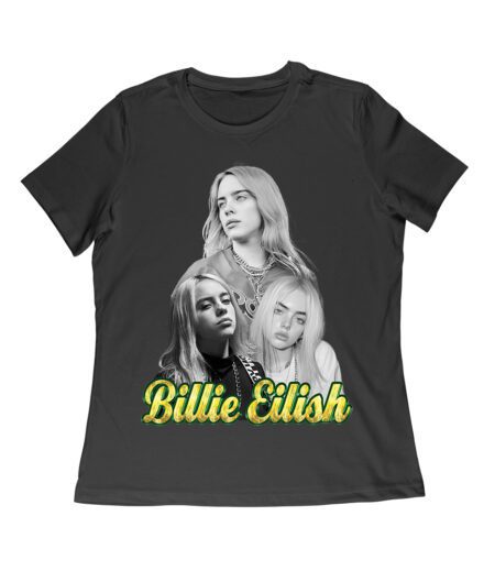 Billie Eilish Black-and-White Emotional Portrait T-Shirt for True Fans Women Relaxed – Viva Party