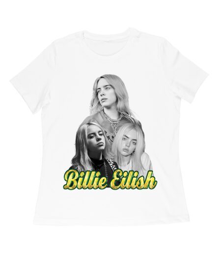 Billie Eilish Black-and-White Emotional Portrait T-Shirt for True Fans Women Relaxed