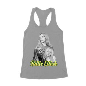 Billie Eilish Black-and-White Emotional Portrait T-Shirt for True Fans Women's Racerback Tank Top