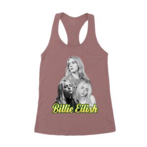 Billie Eilish Black-and-White Emotional Portrait T-Shirt for True Fans Women's Racerback Tank Top