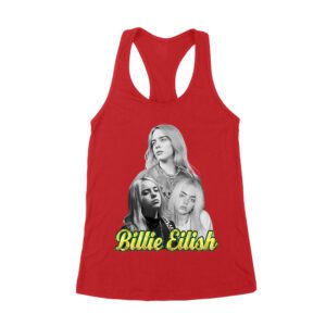 Billie Eilish Black-and-White Emotional Portrait T-Shirt for True Fans Women's Racerback Tank Top