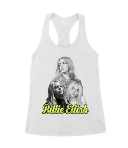 Billie Eilish Black-and-White Emotional Portrait T-Shirt for True Fans Women's Racerback Tank Top