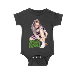 Urban Style Billie Eilish Sitting Pose Green Graffiti T-Shirt Unisex Baby Jersey – Viva Party