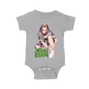 Urban Style Billie Eilish Sitting Pose Green Graffiti T-Shirt Unisex Baby Jersey