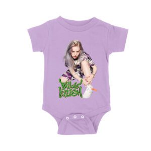 Urban Style Billie Eilish Sitting Pose Green Graffiti T-Shirt Unisex Baby Jersey