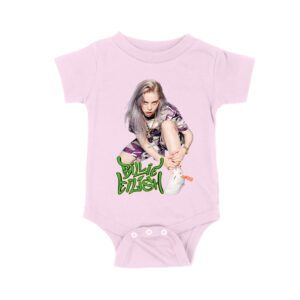 Urban Style Billie Eilish Sitting Pose Green Graffiti T-Shirt Unisex Baby Jersey