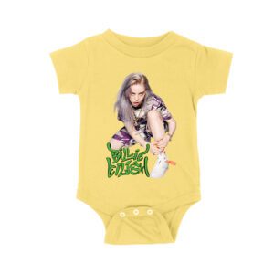 Urban Style Billie Eilish Sitting Pose Green Graffiti T-Shirt Unisex Baby Jersey