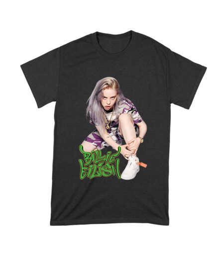 Urban Style Billie Eilish Sitting Pose Green Graffiti T-Shirt Unisex Toddler – Viva Party