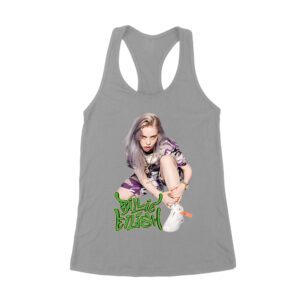 Urban Style Billie Eilish Sitting Pose Green Graffiti T-Shirt Women's Racerback Tank Top
