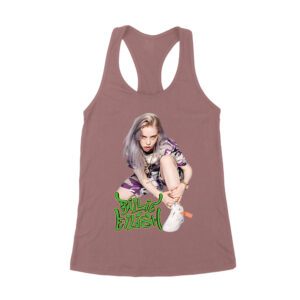 Urban Style Billie Eilish Sitting Pose Green Graffiti T-Shirt Women's Racerback Tank Top