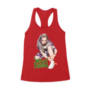 Urban Style Billie Eilish Sitting Pose Green Graffiti T-Shirt Women's Racerback Tank Top