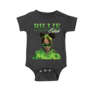Neon Green Billie Eilish Face Design T-Shirt with Signature Look Unisex Baby Jersey – Viva Party