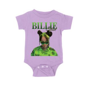 Neon Green Billie Eilish Face Design T-Shirt with Signature Look Unisex Baby Jersey