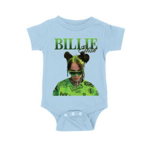Neon Green Billie Eilish Face Design T-Shirt with Signature Look Unisex Baby Jersey
