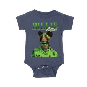 Neon Green Billie Eilish Face Design T-Shirt with Signature Look Unisex Baby Jersey