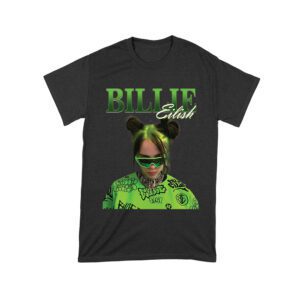 Neon Green Billie Eilish Face Design T-Shirt with Signature Look Unisex Toddler – Viva Party