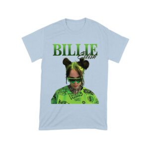 Neon Green Billie Eilish Face Design T-Shirt with Signature Look Unisex Toddler