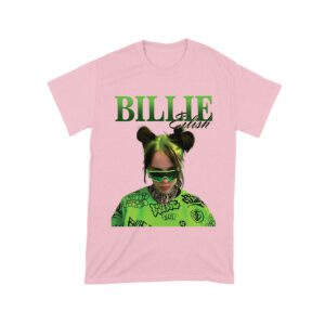 Neon Green Billie Eilish Face Design T-Shirt with Signature Look Unisex Toddler