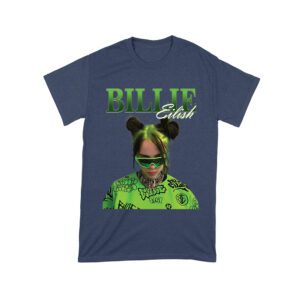 Neon Green Billie Eilish Face Design T-Shirt with Signature Look Unisex Toddler
