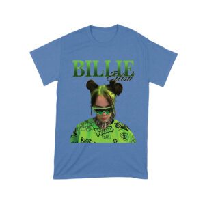 Neon Green Billie Eilish Face Design T-Shirt with Signature Look Unisex Toddler
