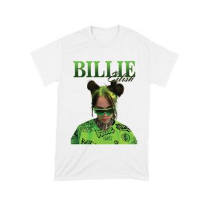 Neon Green Billie Eilish Face Design T-Shirt with Signature Look Unisex Toddler