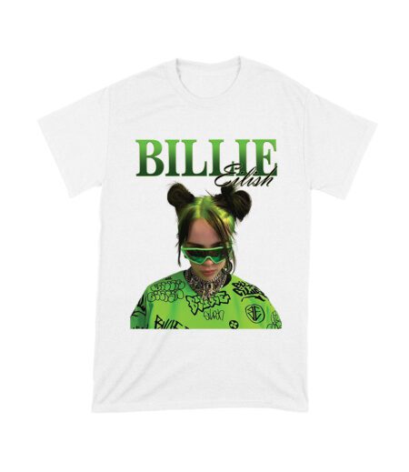 Neon Green Billie Eilish Face Design T-Shirt with Signature Look Unisex Toddler