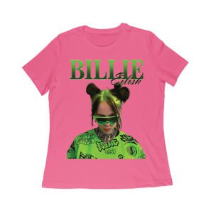 Neon Green Billie Eilish Face Design T-Shirt with Signature Look Women Relaxed