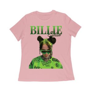 Neon Green Billie Eilish Face Design T-Shirt with Signature Look Women Relaxed
