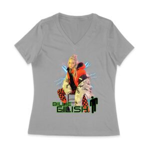 Billie Eilish Electric Vibe Oversized Hoodie Graphic T-Shirt Women Jersey V-Neck