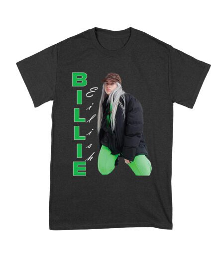Bold Billie Eilish Vertical Text Pose T-Shirt for Stylish Fans Unisex Youth – Viva Party