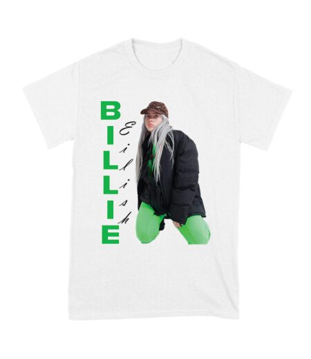 Bold Billie Eilish Vertical Text Pose T-Shirt for Stylish Fans Unisex Youth