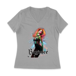 Electric Power Beyonce Graphic T-Shirt with Lightning and Bold Presence Women Jersey V-Neck
