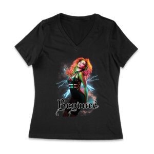 Electric Power Beyonce Graphic T-Shirt with Lightning and Bold Presence Women Jersey V-Neck – Viva Party