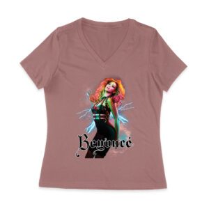 Electric Power Beyonce Graphic T-Shirt with Lightning and Bold Presence Women Jersey V-Neck