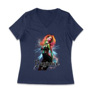 Electric Power Beyonce Graphic T-Shirt with Lightning and Bold Presence Women Jersey V-Neck