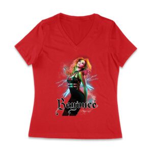 Electric Power Beyonce Graphic T-Shirt with Lightning and Bold Presence Women Jersey V-Neck