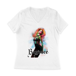 Electric Power Beyonce Graphic T-Shirt with Lightning and Bold Presence Women Jersey V-Neck