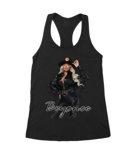 Cowgirl Hat and Fringe Jacket Beyonce Graphic Tee with Signature Style Women's Racerback Tank Top – Viva Party