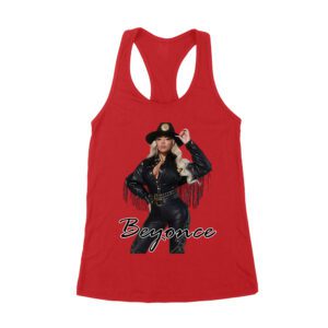 Cowgirl Hat and Fringe Jacket Beyonce Graphic Tee with Signature Style Women's Racerback Tank Top
