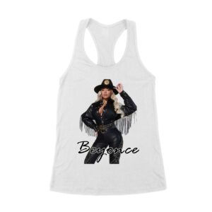 Cowgirl Hat and Fringe Jacket Beyonce Graphic Tee with Signature Style Women's Racerback Tank Top