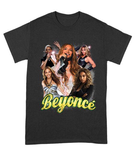 Multi-Image Singing Beyonce Graphic T-Shirt with Spark Effects Unisex Adult – Viva Party