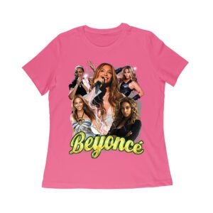Multi-Image Singing Beyonce Graphic T-Shirt with Spark Effects Women Relaxed