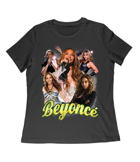 Multi-Image Singing Beyonce Graphic T-Shirt with Spark Effects Women Relaxed – Viva Party