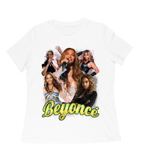 Multi-Image Singing Beyonce Graphic T-Shirt with Spark Effects Women Relaxed
