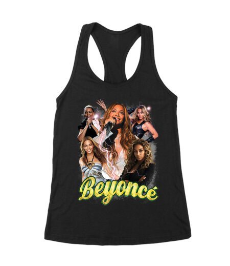 Multi-Image Singing Beyonce Graphic T-Shirt with Spark Effects Women's Racerback Tank Top – Viva Party