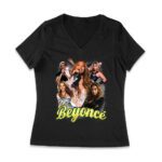 Multi-Image Singing Beyonce Graphic T-Shirt with Spark Effects Women Jersey V-Neck – Viva Party